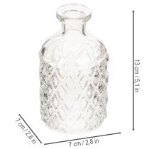 Artikel Glasflasche mit Rautenmuster Dekoflasche Vase klein 13cm 6St