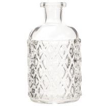 Artikel Glasflasche mit Rautenmuster Dekoflasche Vase klein 13cm 6St