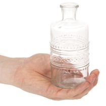 Artikel Glasflasche mit Muster zylindrisch klar Dekovase 15cm 6St