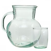 Artikel Glaskanne mit Trinkgläsern, Getränkeset zum Servieren Bläulich Klar H20cm/11,5cm 5-teilig