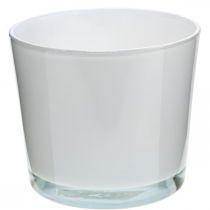 Artikel Glas Blumentopf Weiß Übertopf Glaskübel Ø14,5cm H12,5cm