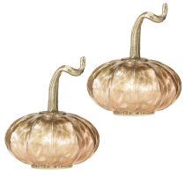 Artikel Glaskürbis Tischdeko Herbst Kürbis Glas Metall H14cm 2 St