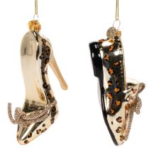 Artikel Glasschuh Ornament mit Leopardenmuster Christbaumschmuck 13cm 2St