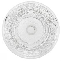 Artikel Glasteller auf Fuß Flache Glasschale mit Muster Klar Ø15cm