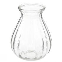 Artikel Glasvase bauchig Vase mit Rillen Klar Ø11cm H14cm 2St