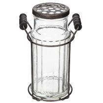 Artikel Glasflasche im Metallkorb ideal für dekorative Akzente im Wohnzimmer 20cm