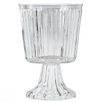 Artikel Glasvase mit Fuß Deko Glaspokal geriffelt Ø13cm H19cm