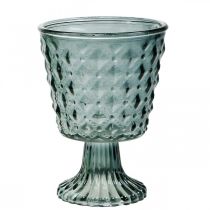 Pokal-Glas mit Fuß, Glas-Windlicht Ø11cm H15,5cm