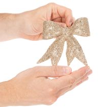 Artikel Glitzerschleife Dekoschleife Gold mit Clip 11cm 4St