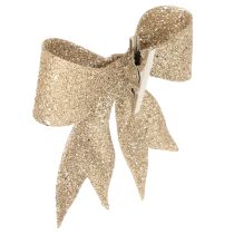 Artikel Glitzerschleife Dekoschleife Gold mit Clip 11cm 4St