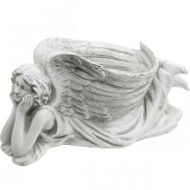 Grabengel mit Pflanzschale Vogelbad Engel liegend 39×18×18cm