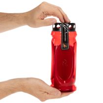 Artikel Grabkerze Rot Deckel Schwarz Gedenkkerze 4 Tage 23cm