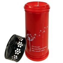 Artikel Grabkerze mit Spruch Mit Motiv Rot Ø7,5cm H21cm 110h