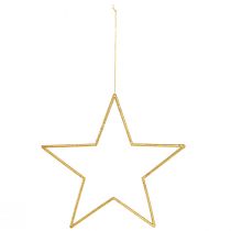 Artikel Glitzernde Goldene Deko-Sterne 24cm zum Hängen - Weihnachtsdeko 6er Set