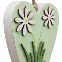 Artikel Deko Herzen zum Hängen mit Blumen Holz Grün, Weiß 8,5×12cm 4 St