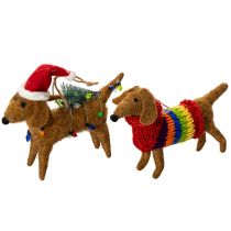 Artikel Deko Hund Dackel Anhänger für Weihnachtsbaum 16cm 2St