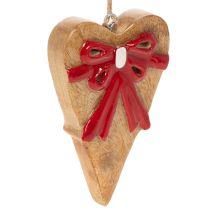 Artikel Herz Holz mit Schleife Herz zum Hängen 14cm 3St