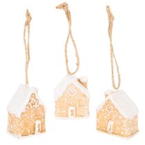 Artikel Lebkuchenhaus Keramik Hängedeko winterliche Weihnachtsdekoration 6cm 3St