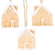 Artikel Lebkuchenhaus Keramik Hängedeko winterliche Weihnachtsdekoration 6cm 3St