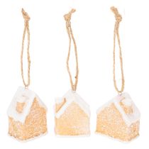Artikel Lebkuchenhaus Keramik Hängedeko winterliche Weihnachtsdekoration 6cm 3St