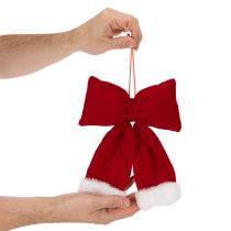 Artikel Dekoschleife Flanell mit Plüschrand zum Aufhängen 25cm