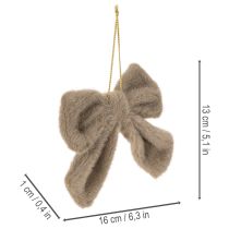 Artikel Dekoschleife Plüsch mit Aufhänger als Hängedeko 16cm 3St
