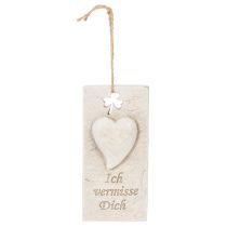Artikel Anhänger Ich vermisse Dich Herzmotiv Dekoschild für Gedenkfloristik 12cm 3St