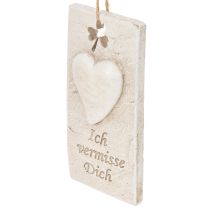 Artikel Anhänger Ich vermisse Dich Herzmotiv Dekoschild für Gedenkfloristik 12cm 3St