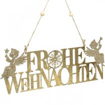 Artikel Weihnachtsdeko, “Frohe Weihnachten”, Rentier, Engel Golden 27/28×11cm 2er-Set