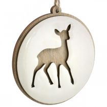 Artikel Anhänger mit Rehen, Deko-Medaillion, Holzdeko, Advent Ø9,5cm 6St