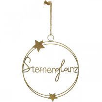 Artikel Dekoring “Sternenglanz”, Metalldeko für Weihnachten, Ring zum Hängen Golden, Grau H37cm Ø30,5cm