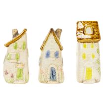 Artikel Keramik Haus Dekoration für Innenbereich und Blumentöpfe Ideales Geschenk 10cm 3St