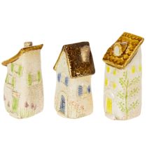 Artikel Keramik Haus Dekoration für Innenbereich und Blumentöpfe Ideales Geschenk 10cm 3St