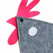 Deko Hahn aus Filz mit Punkten Grau, Weiß, Pink 57cm x 7cm H58,5cm Schaufensterdeko