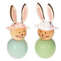 Artikel Osterhase Holzfigur Frühlingsdeko Akzent Wohnaccessoire Mint Grün 9cm 8St