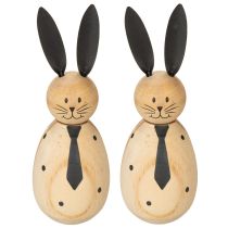 Artikel Hasen Dekofigur aus Holz Figur für ruhige und zeitlose Dekoration 15cm 2St