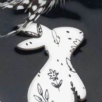 Artikel Hase im Ei Holz Ostereier zum Hängen Weiß Schwarz 10cm 6 St