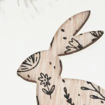 Artikel Hase im Ei Holz Ostereier zum Hängen Weiß Schwarz 10cm 6 St