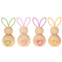 Artikel Holzhase dekorative Figur mit Draht Ohren für moderne Osterdekorationen 11cm 4St