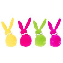 Artikel Osterhase Deko Figur mit Perlenkette perfekt für Wohnzimmer oder Schlafzimmer 13cm 4St