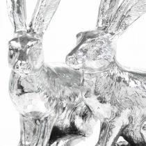 Artikel Osterhase sitzend Silbern Hase Dekofigur Ostern 13cm 2St