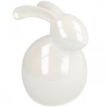 Artikel Keramikhase, Osterfigur, Frühlingsdeko, Osterhase Weiß, Perlmuttfarben H17cm