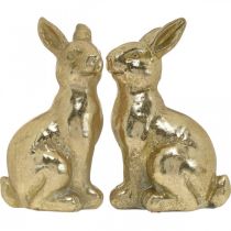 Artikel Deko Hase Gold sitzend, Hase zum Dekorieren, Osterhasenpaar, H16,5cm 2St