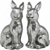 Artikel Deko Hase sitzend Osterdeko Silbern Vintage H13cm 2 St
