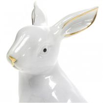 Artikel Keramik Hase Osterdeko Weiß Gold Osterhase H7,5cm 4St