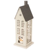 Artikel Dekohaus aus Metall mit Fenstern und Kamin 28cm