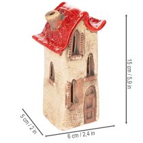 Artikel Keramikhaus Dekoration mit rotem Dach Lichthäuschen 15cm 2St