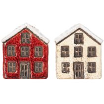 Artikel Kerzenständer Keramik Dekohaus mit Schnee für Tischdekoration 7cm 2St