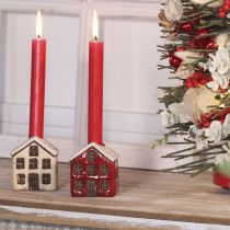 Artikel Kerzenständer Keramik Dekohaus mit Schnee für Tischdekoration 7cm 2St