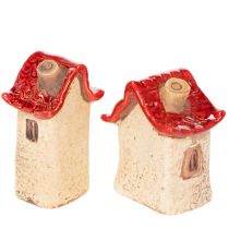 Artikel Keramikhaus Dekoration Set Kleine Häuschen mit rotem Dach 8cm 2St